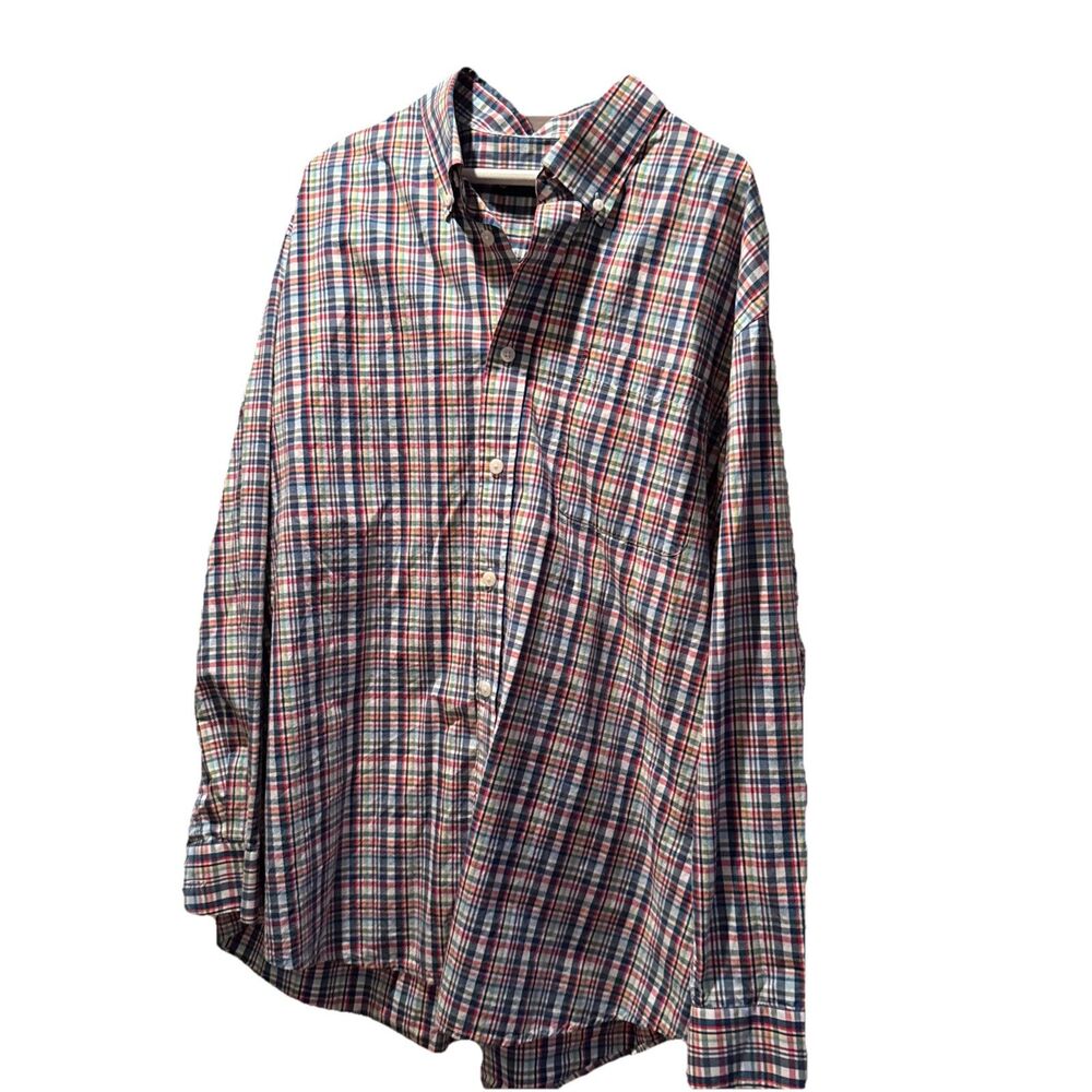 Orvis 2GMX Heritage Wash Red Green Purple Yellow Plaid Button-down Shirt X-Large